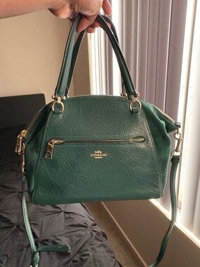 Coach Leather and Suede Satchel Handbag in Green
